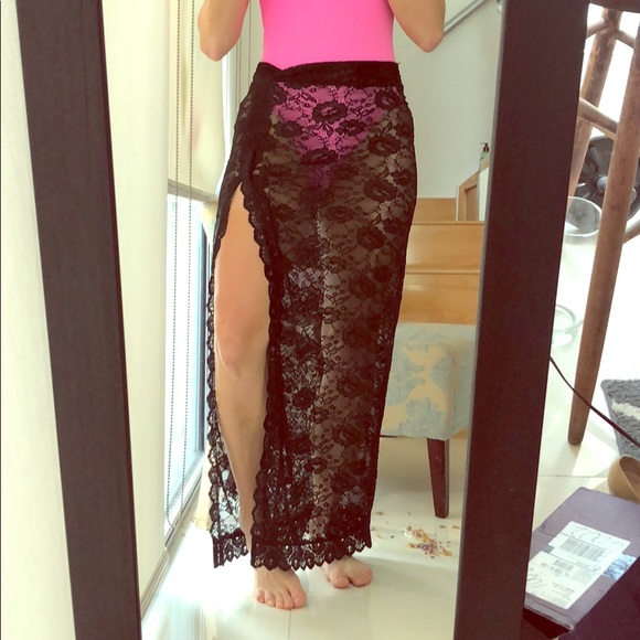 Free People sz xs black lace swimsuit coverup